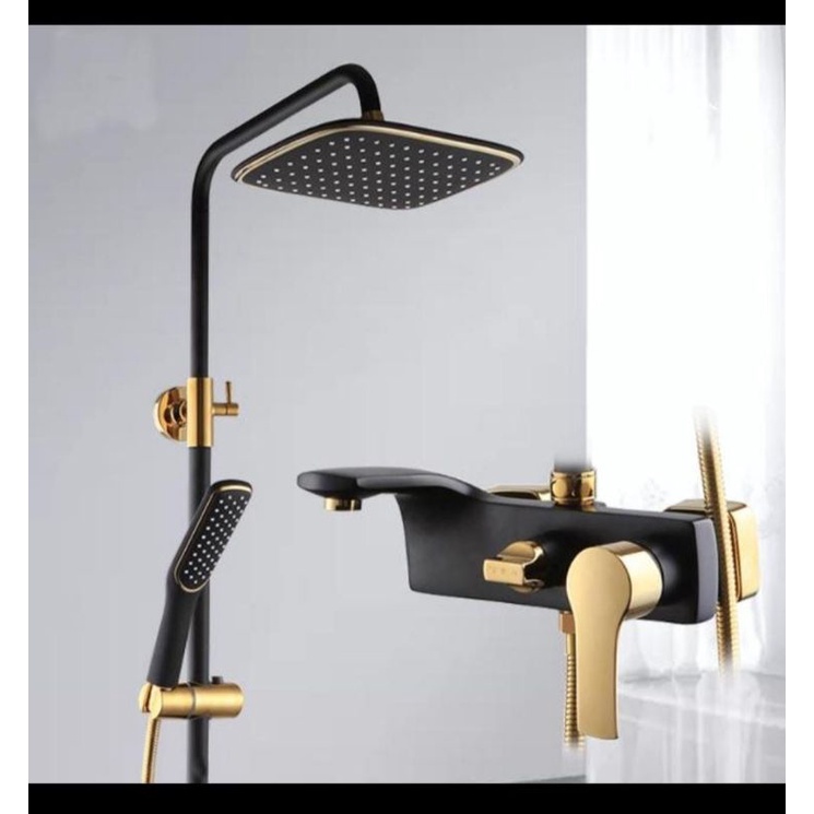Shower tiang kotak black gold / shower set black gold