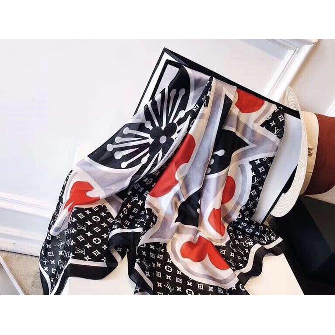 Syal Lv Sutra Lv Scarf Silk Lv Shawl Flower Super Mirror Quality M4357