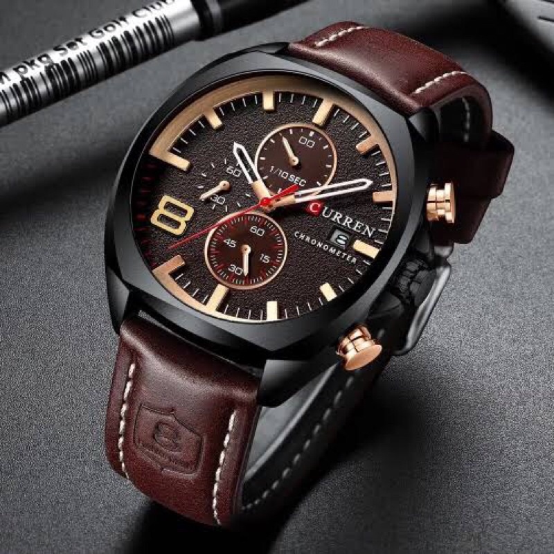 CURREN 8334 Jam Tangan Pria Analog Stainless Steel Chronograph Aktif