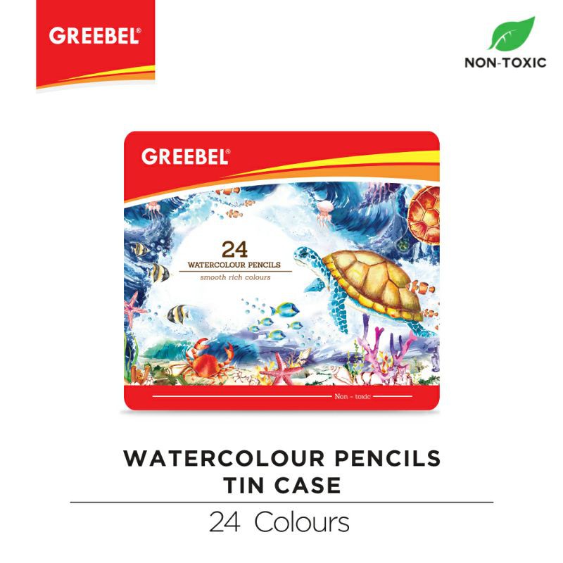 PENSIL WARNA / WARNA CERAH / BAHAN KUAT GREEBEL / GREEBEL 2724 WATER COLOUR PENCIL TIN CASE