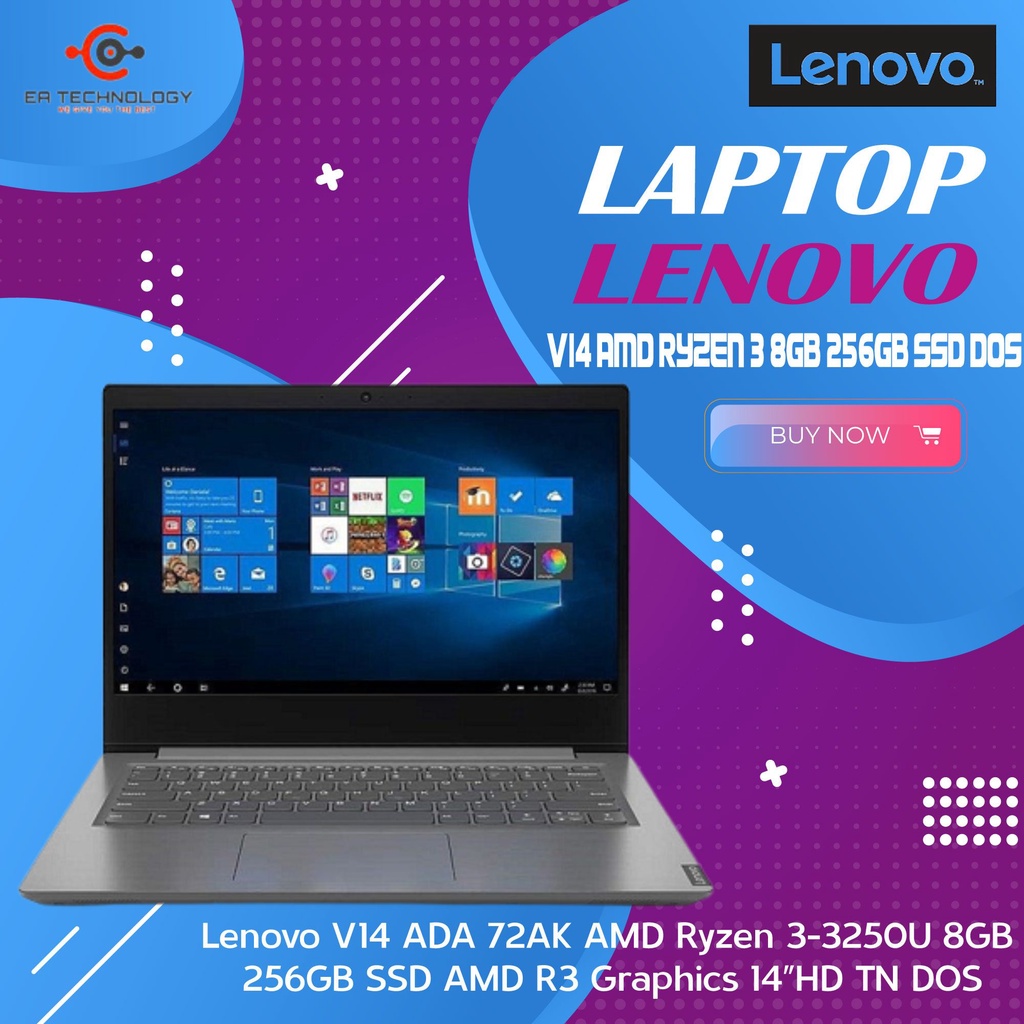 Lenovo V14 ADA 72AK AMD Ryzen 3-3250U 8GB 256GB SSD AMD R3 14" HD DOS
