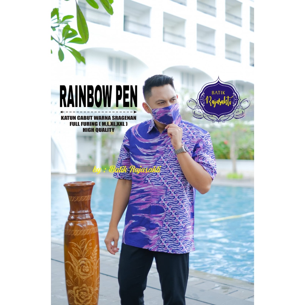 ABSTRAK RAINBOW Kemeja Batik Solo Pria PREMIUM Lengan Panjang Katun Halus BATIK RAJASAKTI Vijay permata biru argo lawu Prastowo Proboseto Rajaswa Jayanegara Mahesa Joglo ungu  Suket Segoro mahkota