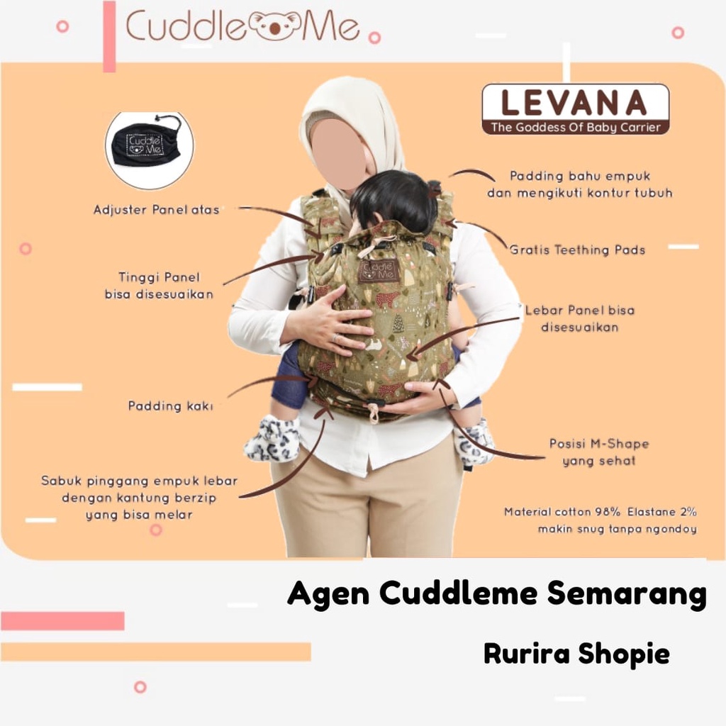 Gendongan Bayi Newborn Cuddleme Levana 4 Posisi Gendong M Shape SNI Praktis BONUS Bebas Pilih