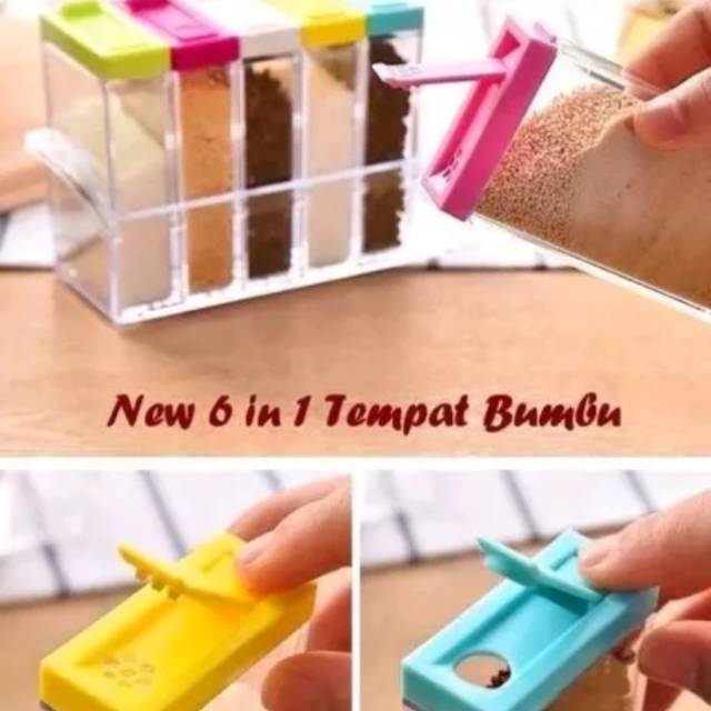 EM Tempat Rak Bumbu Set 6 in 1 set Seasoning