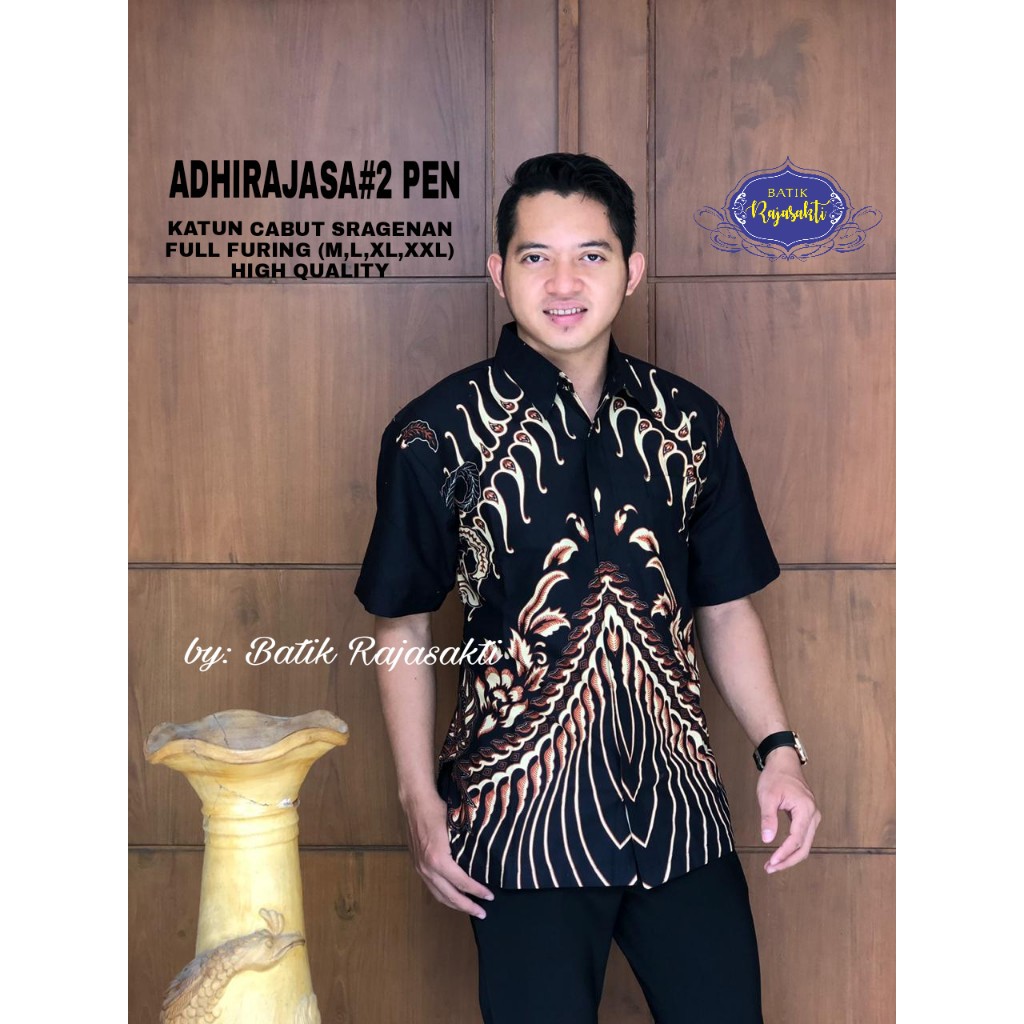 ADHIRAJASA 2 PEN Kemeja Batik Pria Lengan Pendek Katun Halus FULL FURING Rajasakti