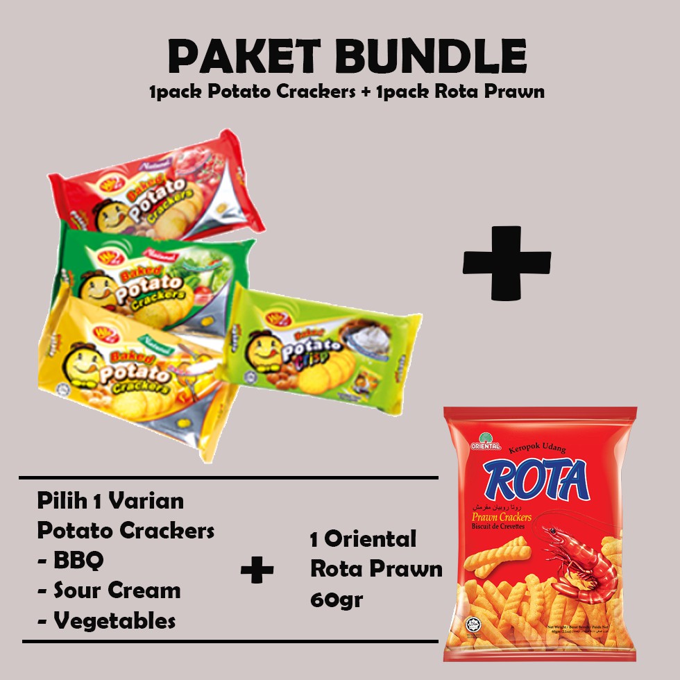 

[PAKET BUNDLE] Snack Import Oriental Rota Prawn 60gr + Win2 Baked Potato Crispy 120gr