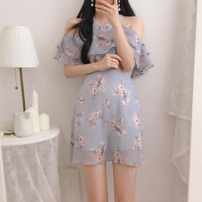 (HITS) DRESS KOREA VINTAGE OUTFIT KEKINIAN MARU DRESS WANITA KOREAN STYLE