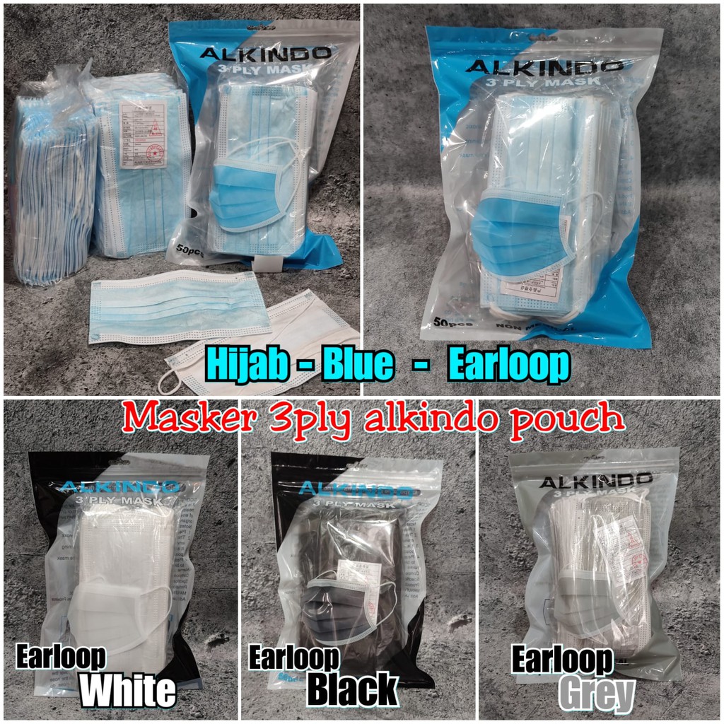 MASKER 3PLY ALKINDO MOUSON BESCO WARNA DISPOSABLE MASK ISI 50 PC