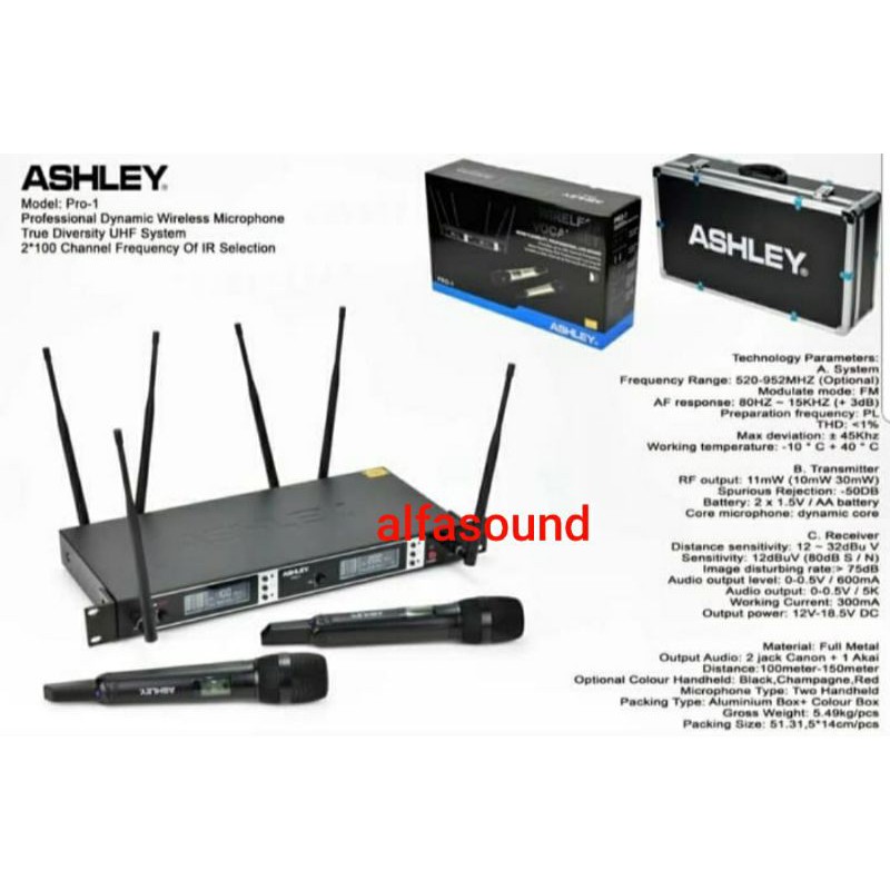 Microphone Wireless Ashley Pro 1 handheld 6 antena Mic Ashley Pro1
