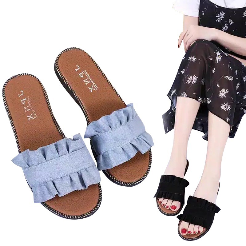 Slip Sandal  Wanita Kerut  Shopee Indonesia