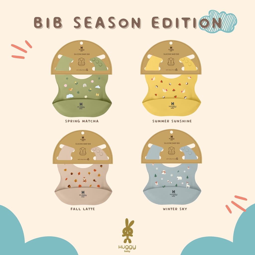 Huggy Baby BIB01 Silicone Bib Season Edition | Celemek Bayi Silikon