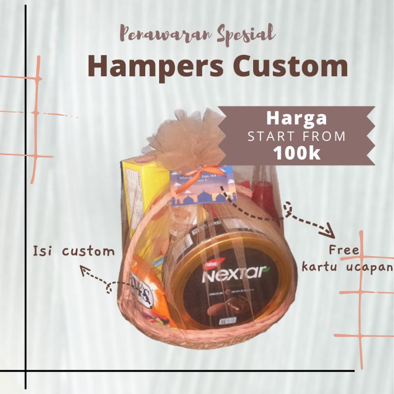 

HAMPERS CUSTOM / KUE / PERAWATAN BADAN / MINUMAN DLL