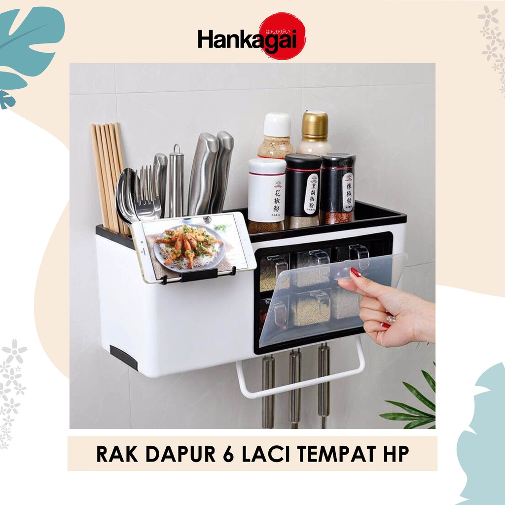 Rak Dapur Bumbu Besar 6 Laci Tempat HP Serbaguna Gantung Rak Dapur Bumbu Besar 6 Laci Tempat HP Serbaguna Gantung