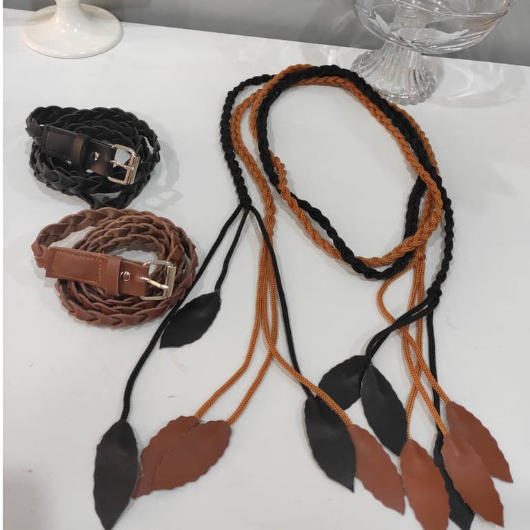 VANILLESHOP - Ikat Pinggang Wanita Belt KOREA Strap Kepang Daun