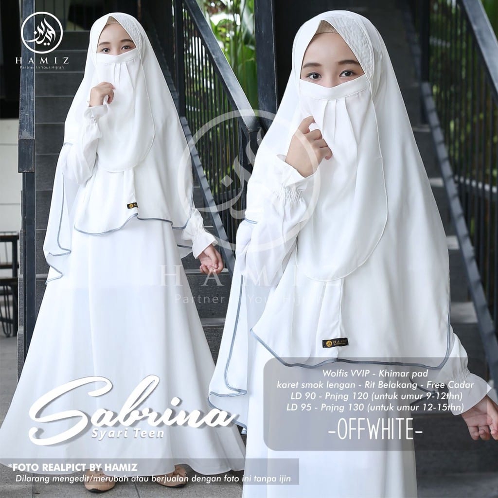 ORIGINAL SABRINA TEEN Gamis Anak Perempuan Set Kerudung niqab Baju Anak Perempuan