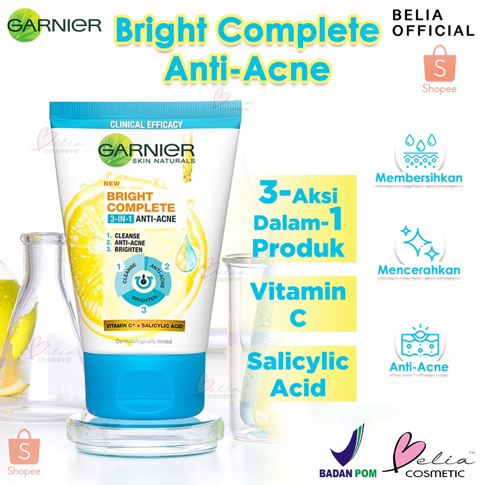 ❤ BELIA ❤ Garnier Bright Complete Anti Acne Series | Clear Up | Serum | Sachet | Face Wash | Masker Wajah | BPOM