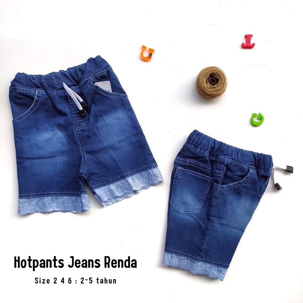 Celana Pendek Jeans Anak Cewek Perempuan 2 3 4 5 Tahun celpen jeans anak perempuan Renda