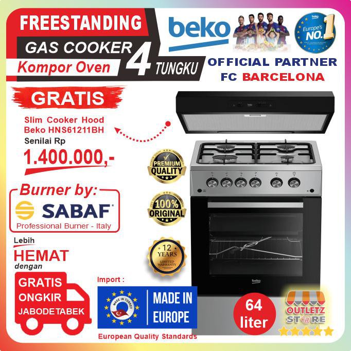 Freestanding Cooker Beko Kompor Gas Oven 4 Tungku Fsgt 52110 Gs Sajidin73