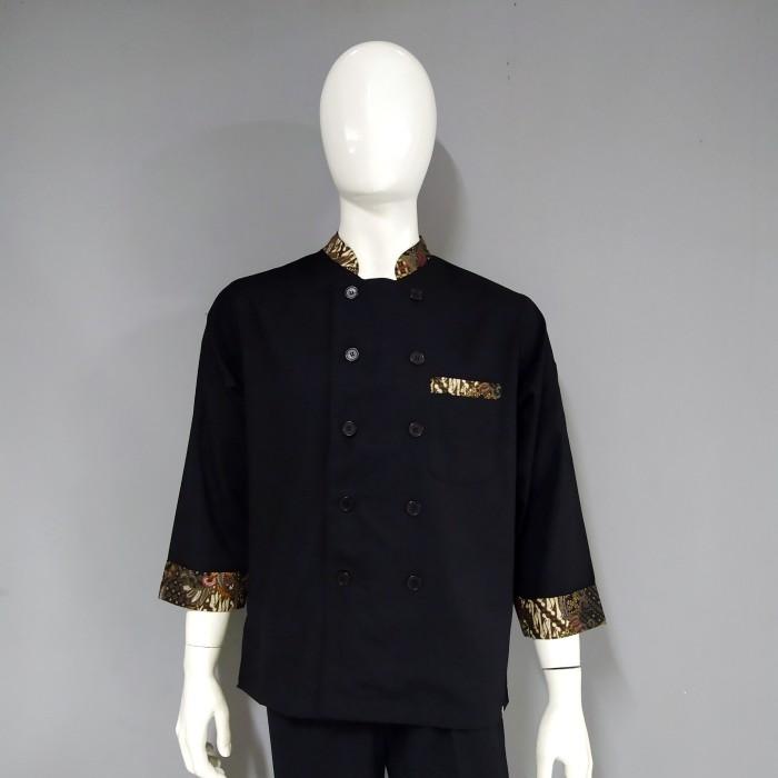 Seragam | Chef Wear Baju Koki Hitam Komb Batik Saku Bbk S-Xl