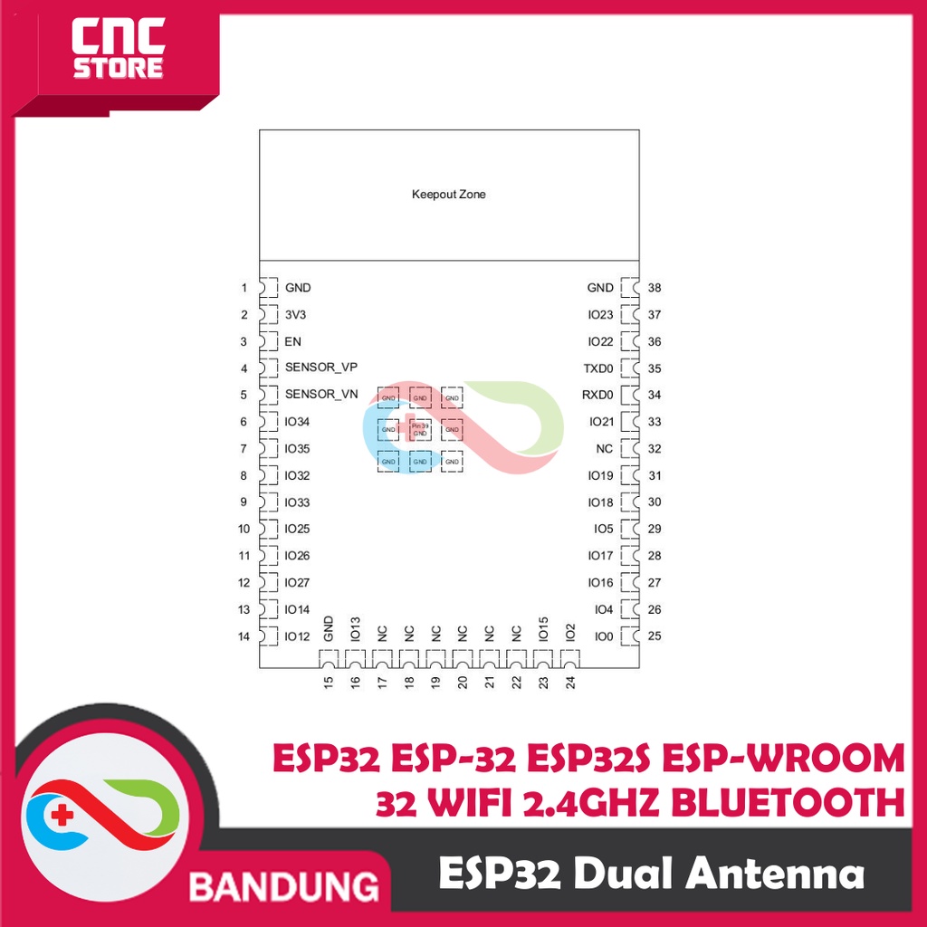 ESP32 ESP-32 ESP32S ESP-WROOM-32 WIFI 2.4GHZ BLUETOOTH DUAL ANTENNA MODULE