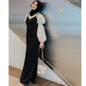 Overall dress satin velvet mewah