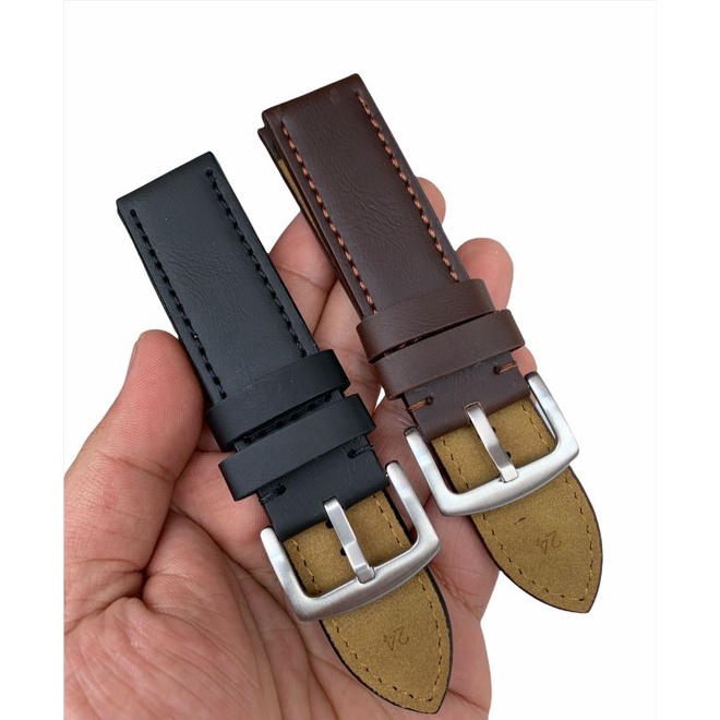 Strap Tali jam Tangan Kulit tebal Zamora hitam dan coklat