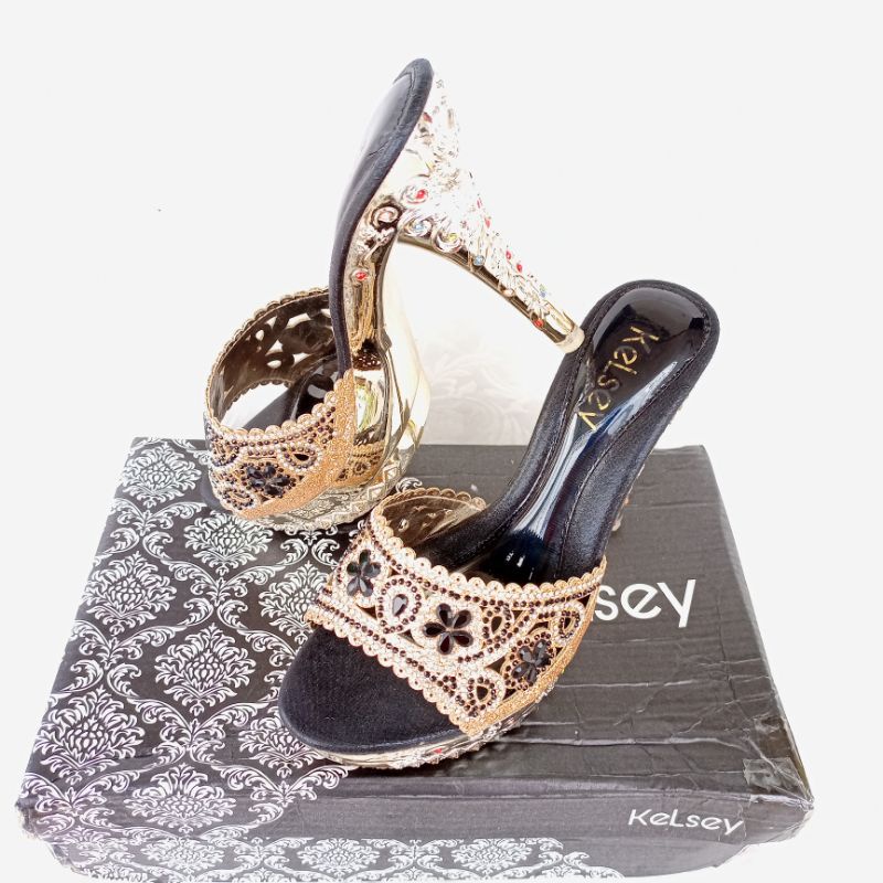 Sandal Heels Wanita Kelsey 6898_8 Hitam Size:36