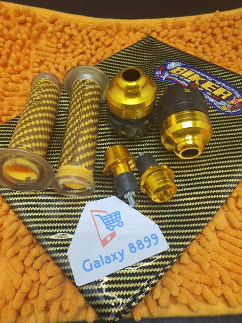 Kulit Jok Karbon Gold + Jalu As depan + Jalu Stang + Handgrip karbon kitaco