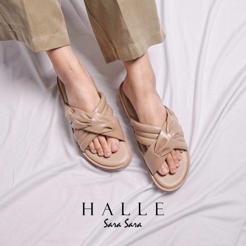 Sara Sara HALLE Sandal Wedges Wanita sandal selop motif silang sandal empuk wanita