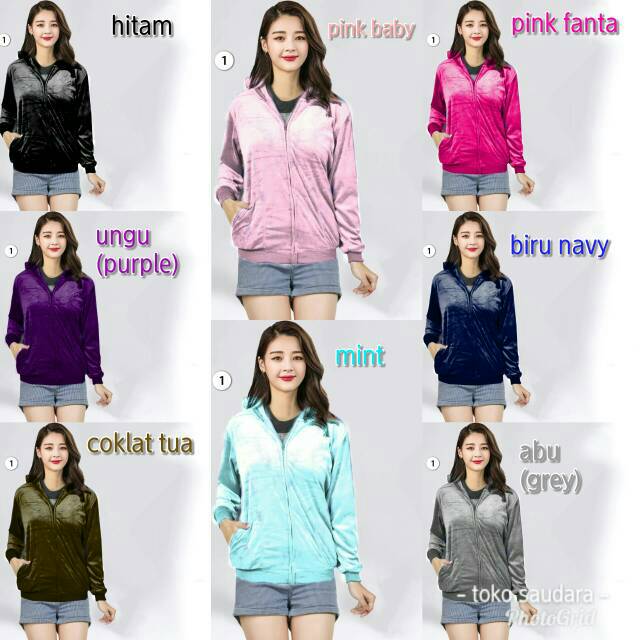 Jaket bebe beludru wanita (jaket beludru stretch)