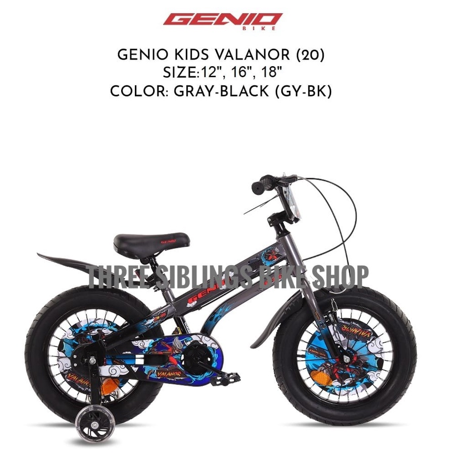 SEPEDA ANAK BMX GENIO VALANOR 12 INCH BAN BESAR WARNA BLACK