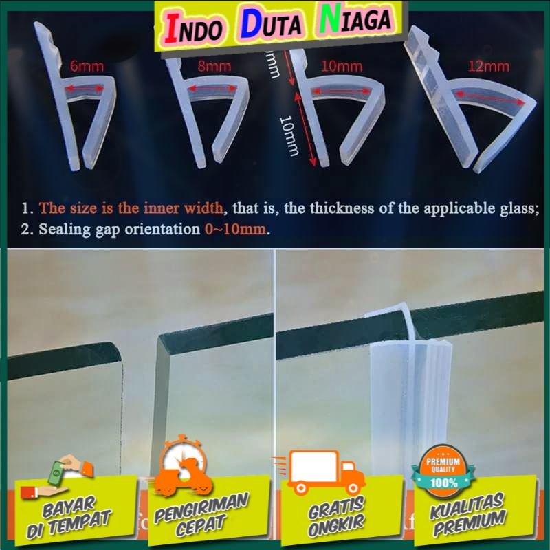 GANCHUN Seal Strip Silikon Penyambung Pintu Jendela Kaca 10mm