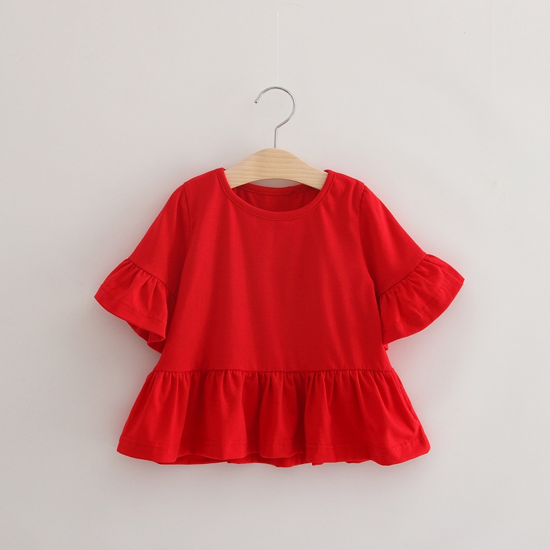 6Y03 NEW Blouse / Baju atasan lengan pendek anak perempuan motif polos