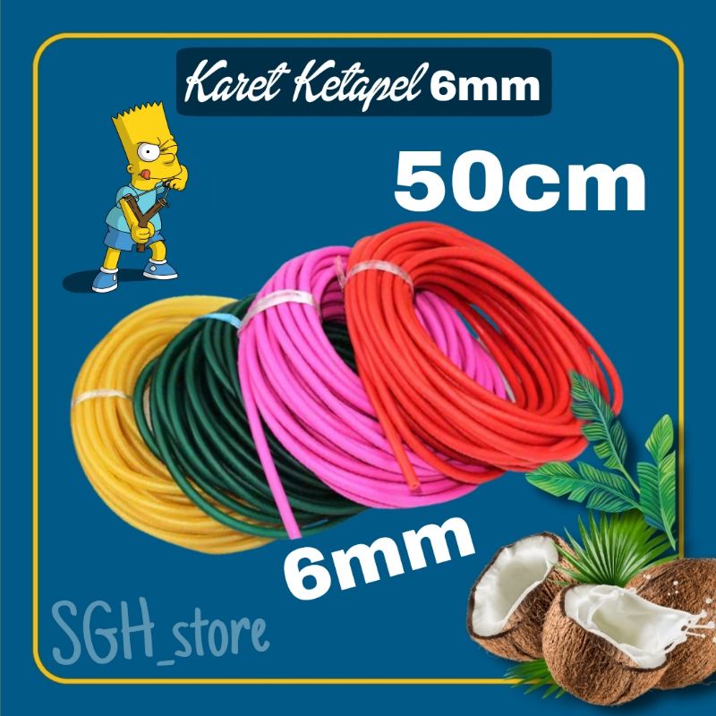 6mm Karet Ketapel Ikan Tali Ketapel Slingshot 50cm