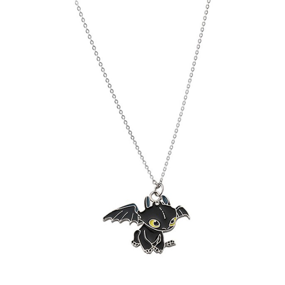 【COD Tangding】Cartoon Black and White Night Fury Double Dragon Necklace and Instagram Personality Couple Pendant
