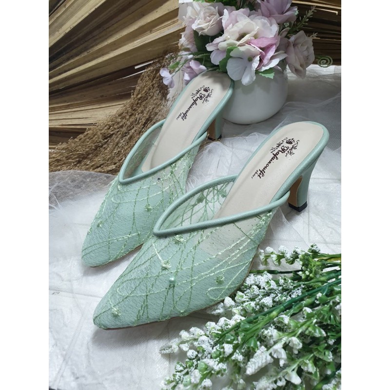 sepatu johana hijaumint 7cm lancip