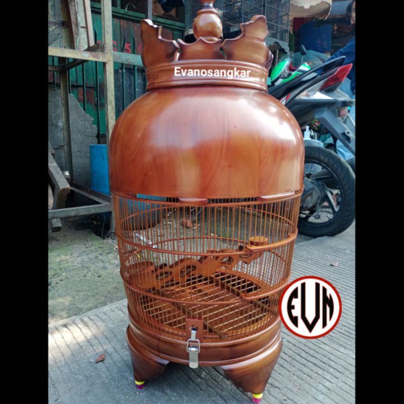 KANDANG BURUNG PERKUTUT KAYU JATI NATURAL