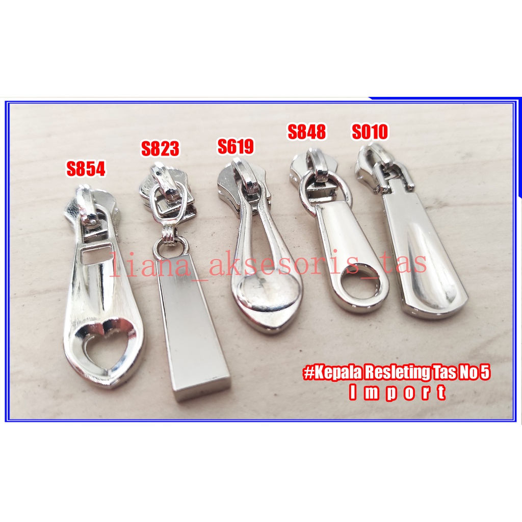 -AKSESORIS TAS CEWEK KEPALA RITSLETING - KEPALA SLETING - KEPALA RESLETING TAS NO 5 IMPOR (1 PCS) WA