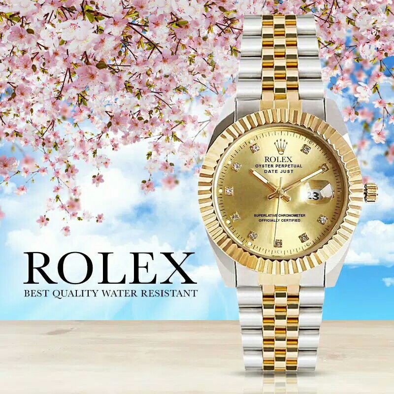 Jam Tangan Wanita ROLEX DATEJUST Tangal Aktif Free Box Ori & Batrai Cadangan