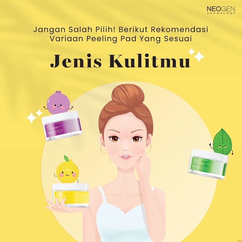 NEOGEN Bio Peel Gauze Peeling Pad Small Jar isi 18 Pcs - LEMON | GREENTEA | WINE Kapas Exfoliator, Exfoliasi