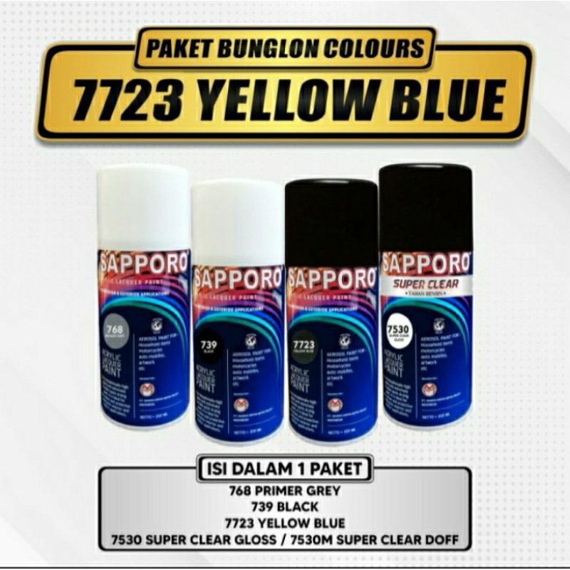 Paket Cat Semprot Sapporo Bunglon Yellow Blue / Pilok / Pylox