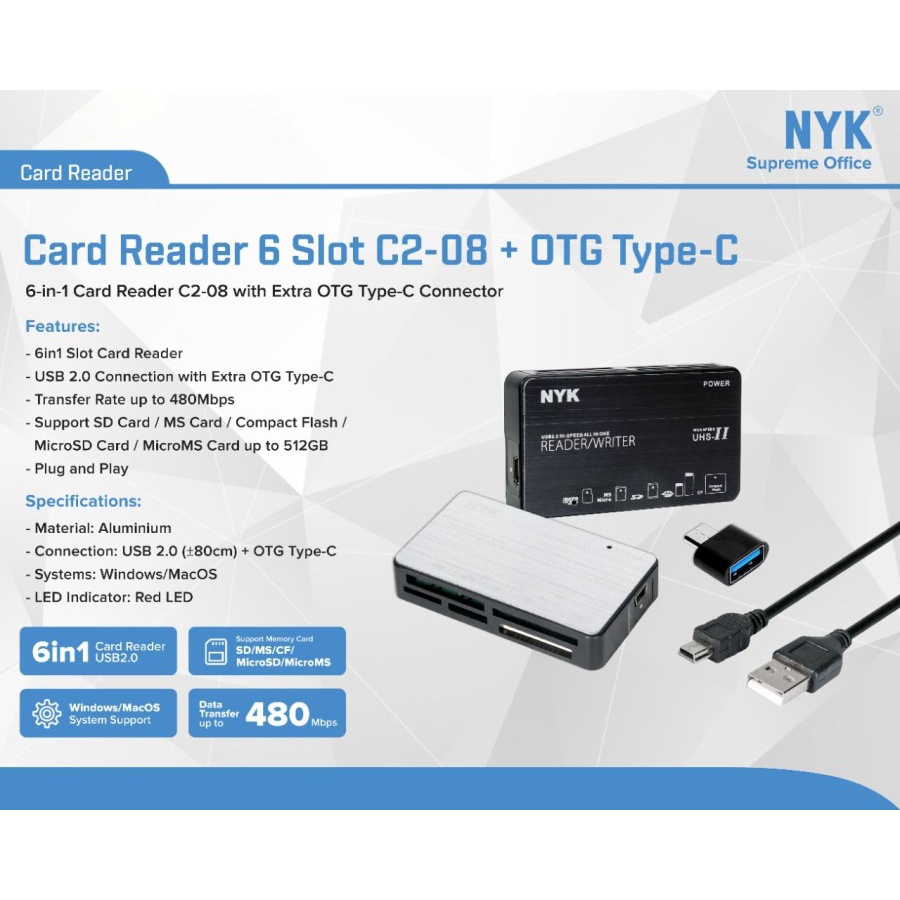 Card Reader NYK 6 SLOT V2.0 C2-08  NYK Card Reader 6 Slot