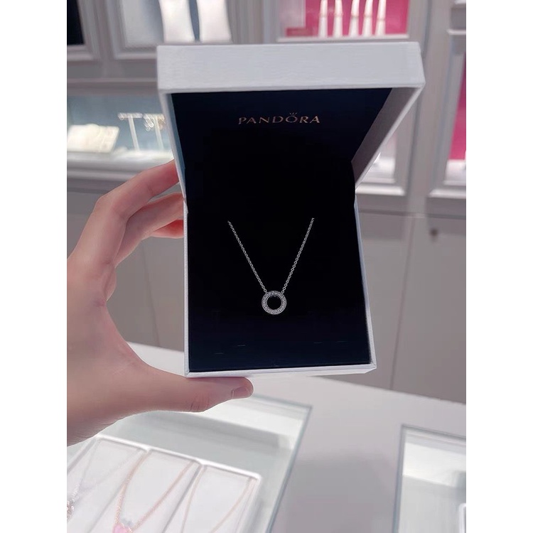 Pandora Kalung 925 Silver Cubic Zirconia Berlian Bulat Untuk Wanita