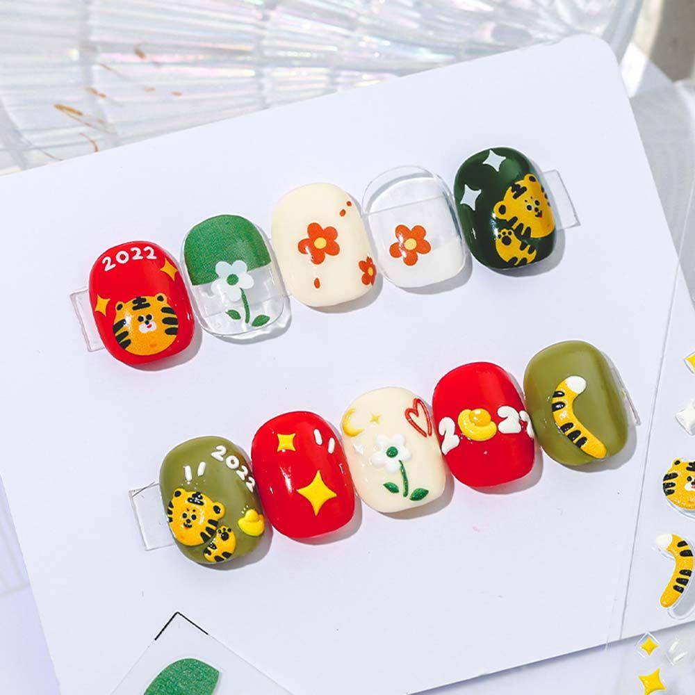 Mxbeauty Stiker Kuku Motif Tahun Baru Cina / Imlek Untuk Nail Art|Kepala Slider Decal Dengan Perekat|Stiker Kuku Untuk Nail Art