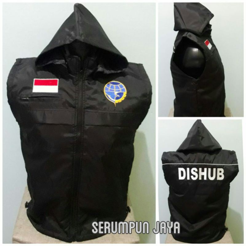 JAKET ROMPI DISHUB HITAM - JAKET ROMPI DISHUB PARASUT ANTI AIR