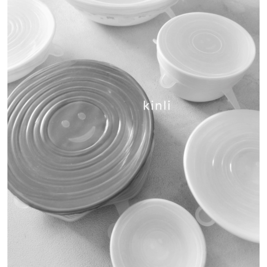 reusable elastic silicone bowl cover lids food grade cling wrap 6pcs penutup mangkuk ramah lingkungan