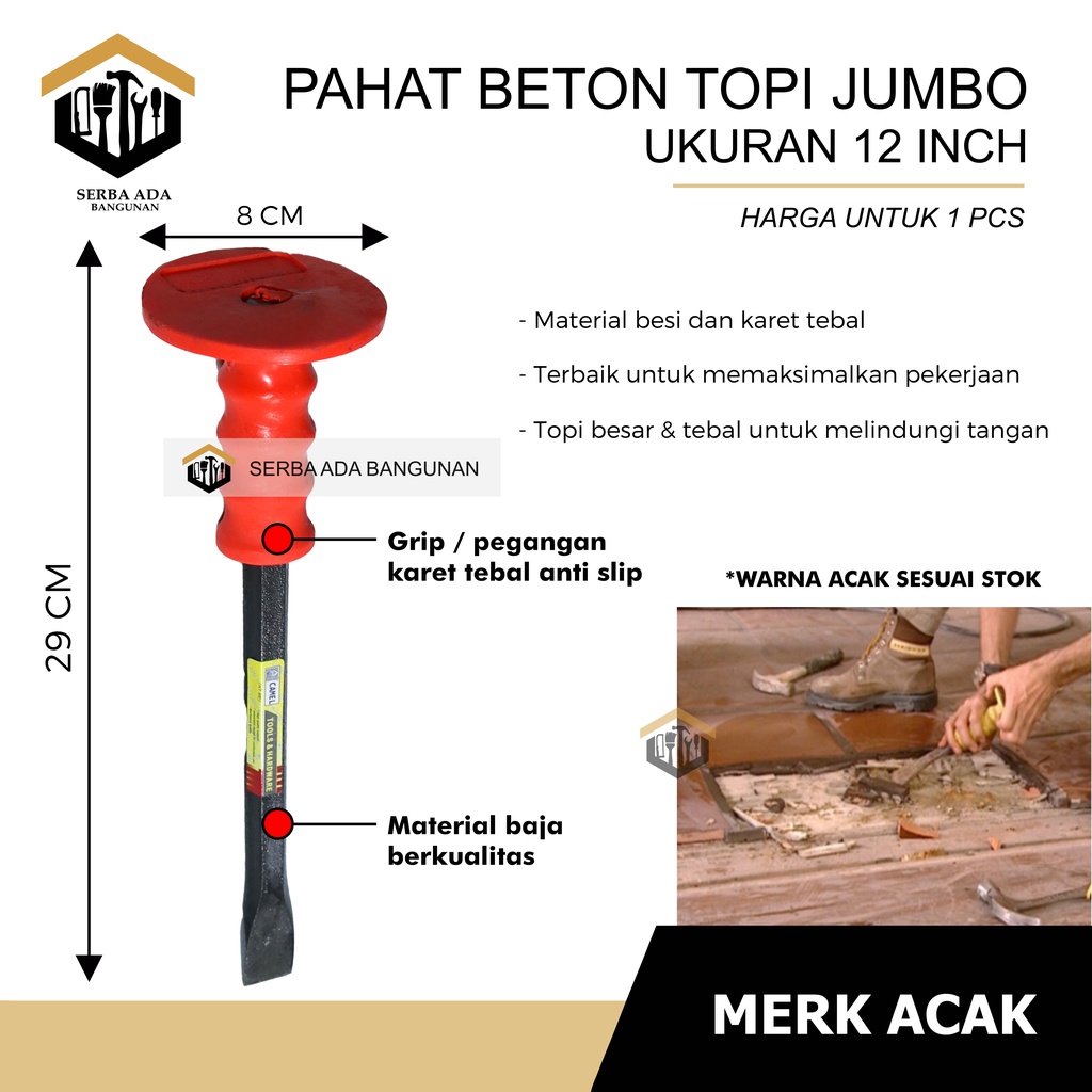 PAHAT BETON TOPI JUMBO 8&quot; 10&quot; 12&quot; Kuat Tebal kokoh alat tukang ukuran besar Plat tebal