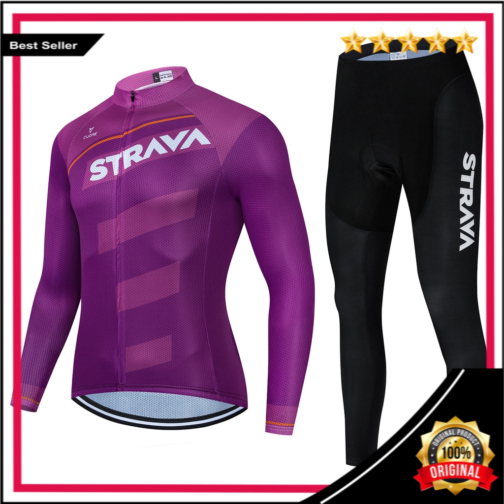 2021 Lengan Panjang Strava Bersepeda  Suit Pengendara Sepeda Mantel