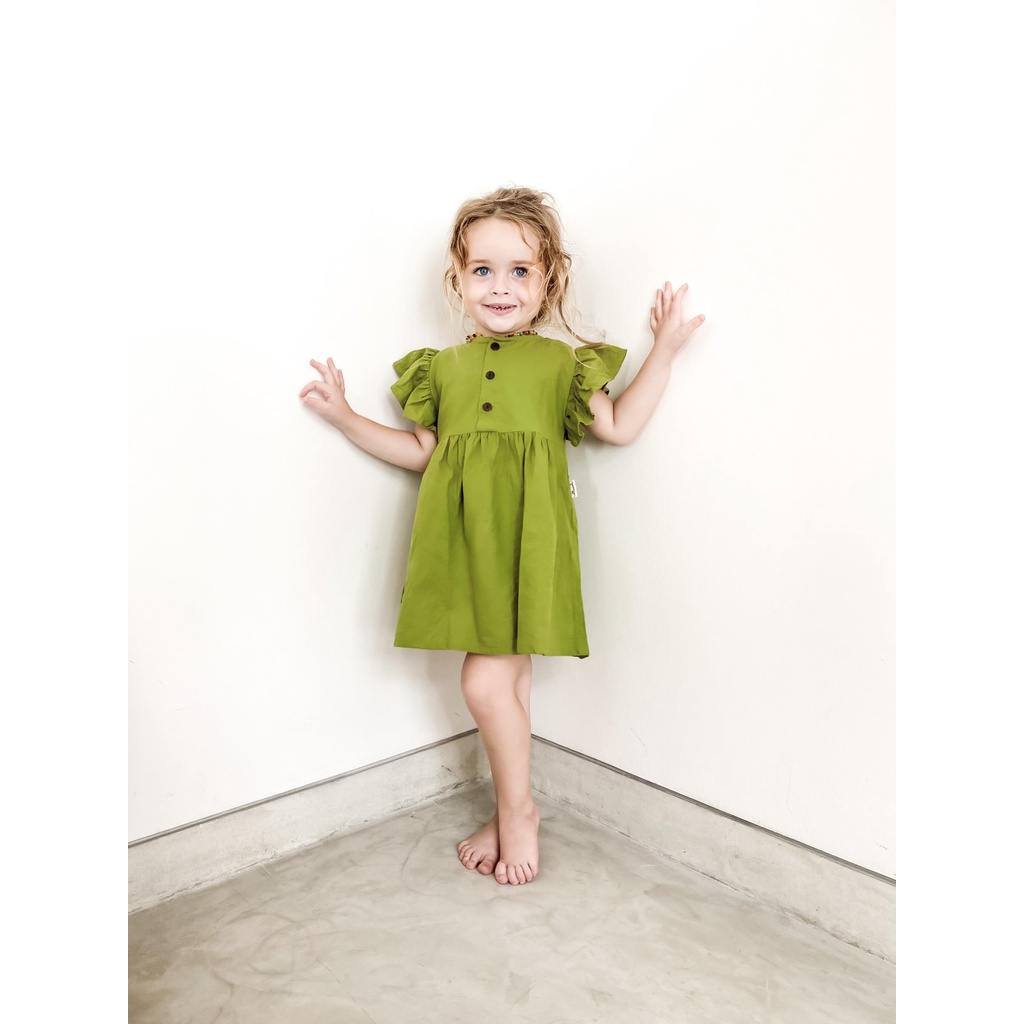 FLORA DRESS - Atasan Anak Linen Lengan Pendek Ruffle