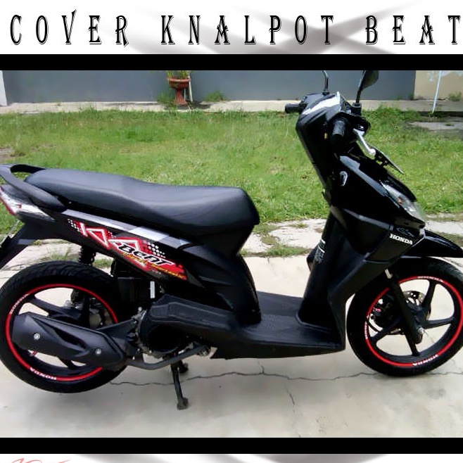 Cover Tameng Tutup Knalpot Motor Beat Lama l Sparepart Variasi Pelindung Knalpot Beat Karbu Kualitas Standar Original Hitam One Size Black Murah